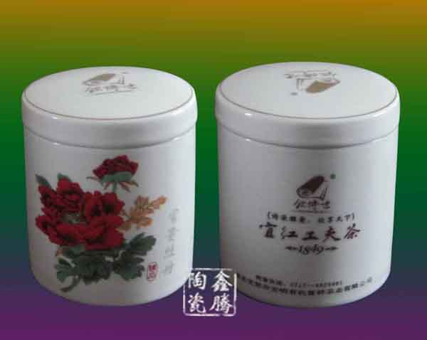 粉彩茶叶罐，富贵牡丹陶瓷茶叶罐信息