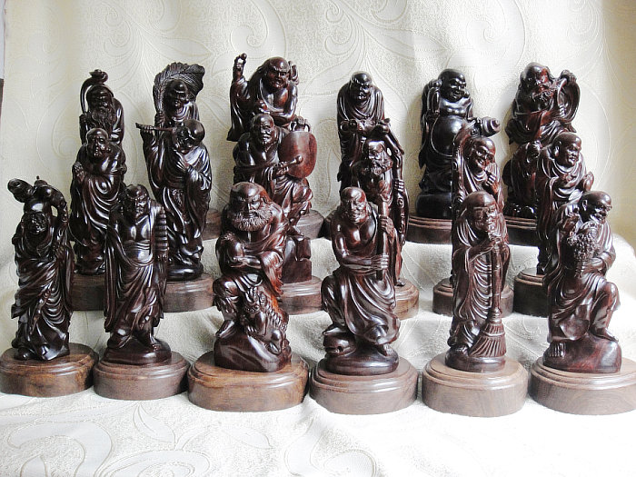 印度小叶紫檀木佛像木雕 传家宝十八罗汉摆件一套18尊信息