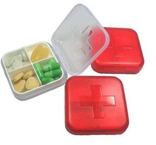 厂家批发创意迷你药盒4格家庭多用收纳便携药盒药箱可印logo信息