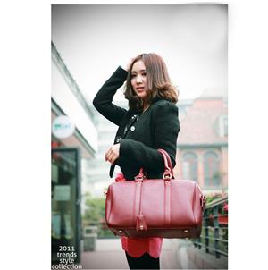 2011潮流韩版新款时尚精品女包肩背包 A0208红色/黑色信息
