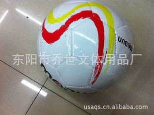 厂家批发正品足球黄红条纹5号PU足球结实耐踢（图）信息