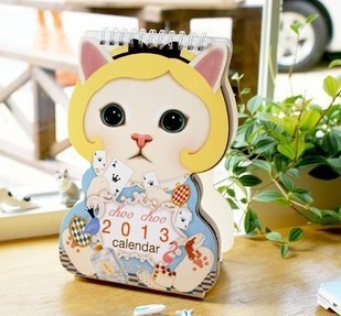 B167韩国小清新2013年台历可爱猫咪造型桌面日历信息