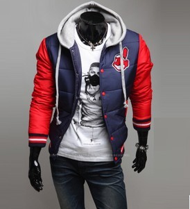 2012秋冬跨季发售个性酋长标志男士连帽棒球服棉衣1329信息