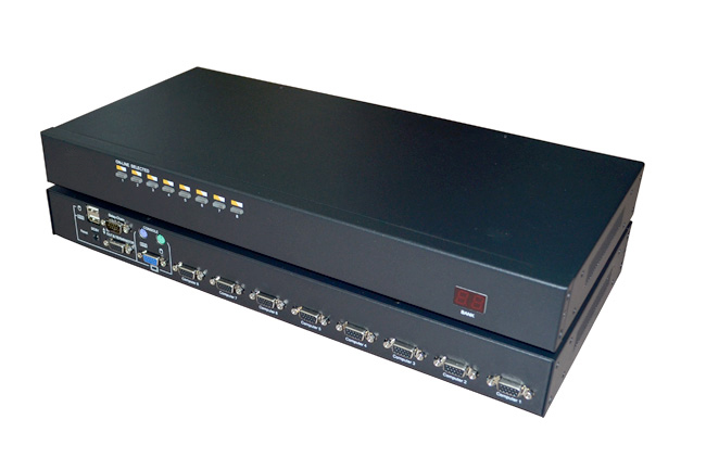 16口混合型KVM切换器,支持硬盘录像机和无线键鼠,带OSD信息