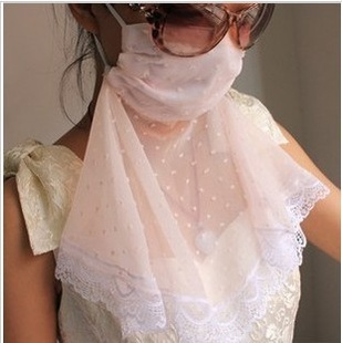 2013防晒护颈口罩销量第一超大毛球蝴蝶结雪纺蕾丝护颈口罩批发信息