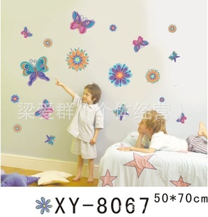 XY8067一件代发一张起批厂家直销透明PVC可移墙纸墙贴蝴蝶花丛信息