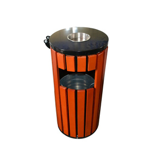 批发户外钢木圆形垃圾桶园林小区分类环卫垃圾箱信息