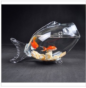 【时昕】现代简装透明玻璃鱼形鱼缸/水培金鱼缸/水族鱼缸信息