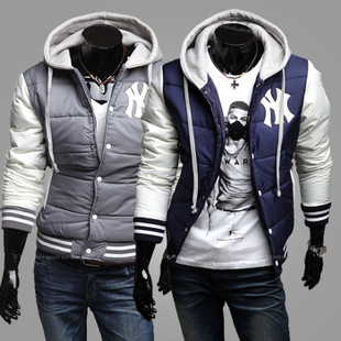 外贸批发纽约洋基队NY标志男士个性连帽棒球式棉衣5851男式装信息