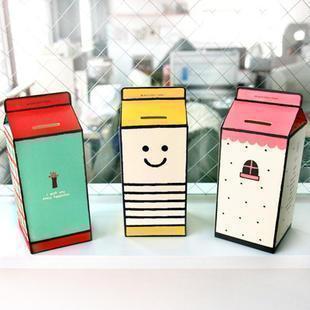B312可爱创意纸质储蓄罐个性牛奶DIY自制存钱罐信息