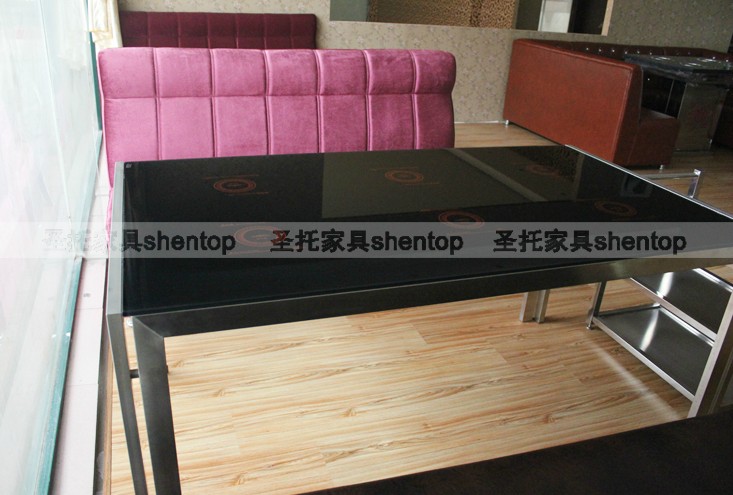 武汉圣托 钢化玻璃 长形桌 不锈钢 电磁炉 火锅桌信息