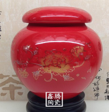 精品红瓷茶叶罐，厂家直销茶叶罐，骨瓷茶叶罐信息