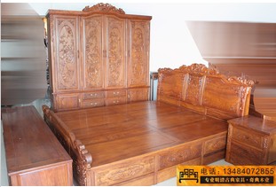 双人床+床头柜+衣柜3件套 实木 中式仿古家具红木家具信息