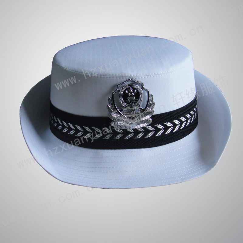 供应交警执勤大沿帽子 白色女款大沿帽 执勤帽信息