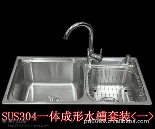 一体成型304不锈钢水槽11件套拉丝双槽厨房洗菜盆特价秒杀信息