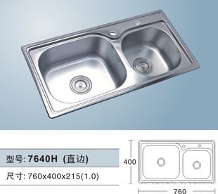 厂家直销不锈钢水槽双槽批发可以定做各种面直边斜边7640H信息