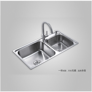水槽厨房洗菜水槽不锈钢大水槽SUS304高级双水槽80*43信息