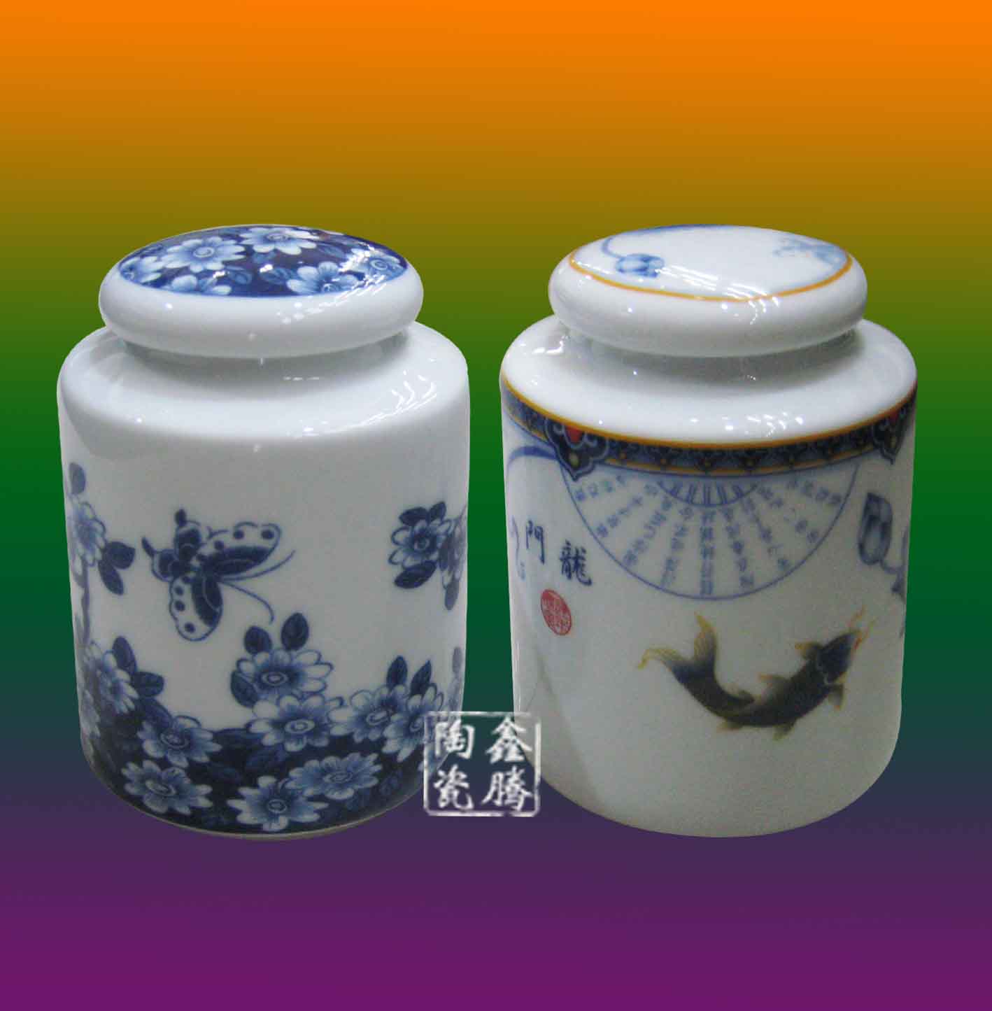 青花瓷茶叶罐，高档骨质瓷茶叶罐信息