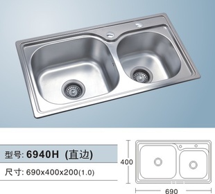 厂家直销不锈钢水槽双槽批发可以定做各种面直边斜边6940H信息