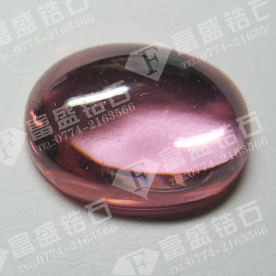 富盛锆石厂家大量提供平底粉色椭圆形锆石素面信息