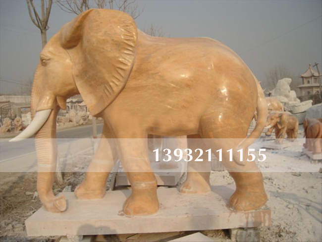 厂区石雕大象，大型石雕大象，现货大象石材信息