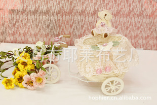 厂家直销好菲尔精美婚纱熊三轮车收纳篮，单车造型笔筒信息