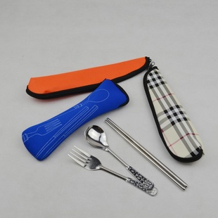 厂家低价批发　不锈钢布袋便携餐具叉匙筷三件套龙珠2号款信息