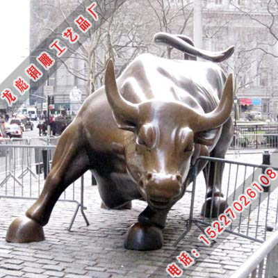 精美庞大的华尔街铜牛雕塑，龙彪专业设计铸造信息
