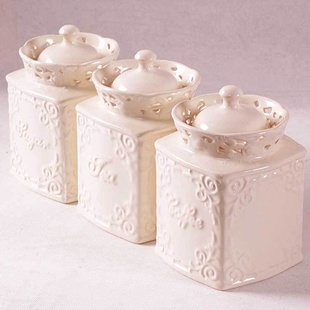 欧式陶瓷罐密封罐奶粉罐储物罐干果罐糖果罐三件套装热销信息