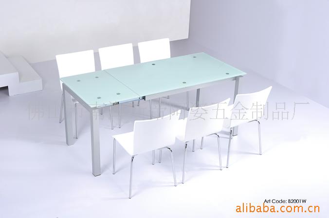 拉伸、收缩餐桌，功能玻璃餐台餐椅B2001W信息