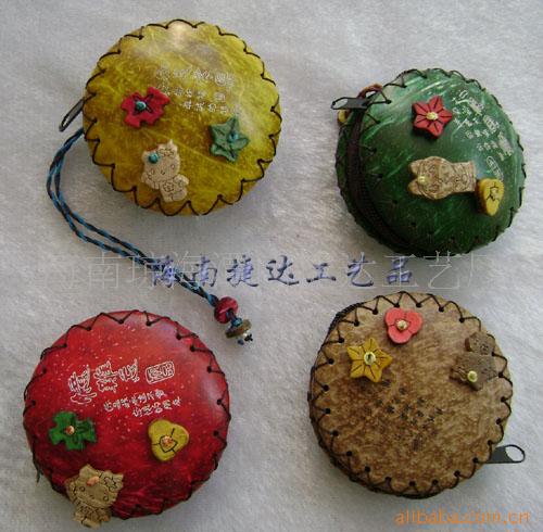 海南特产椰壳工艺品椰壳钱包特色产品卡通小钱包信息