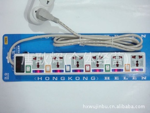香港凯伦706六位独立开关4米线排插　转换插座　接线板信息