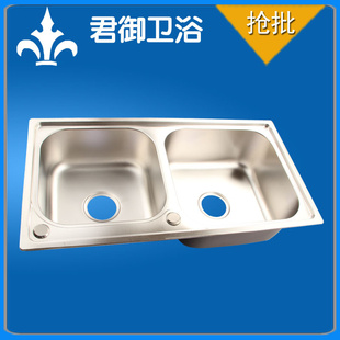 厨房设施优质202不锈钢一次成型水槽双槽洗菜盆JY-8043信息