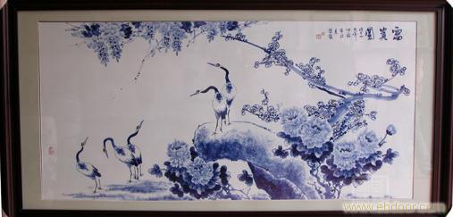 青花花鸟瓷板画，手绘花鸟瓷板画，手工陶瓷瓷板画信息