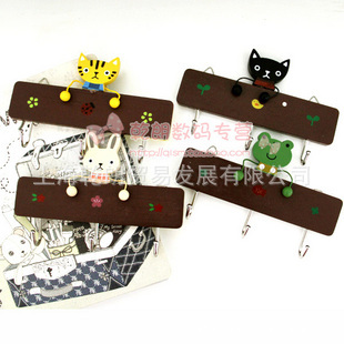 可爱日本和风杂货木质粘贴式动物磁铁挂钩-4款信息
