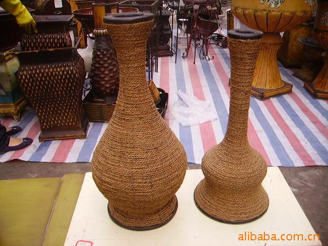 外贸家居装饰品.中南亚风格藤木花瓶.摆设装饰品信息