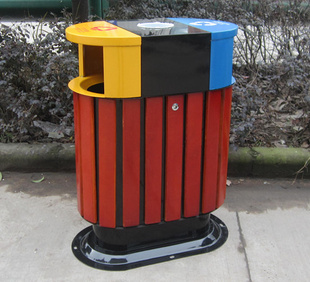 优惠户外环保垃圾桶景区小区钢木垃圾桶带烟灰缸物业专用厂家信息