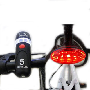 自行5LED车前灯+尾灯套装骑行配件灯装备自行车灯尾灯120克信息