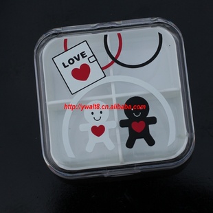 食品级材质正方形四格药盒十字四格药盒红十字药盒便携盒塑料药盒信息