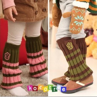 韩国秋冬新款儿童护膝保暖袜套婴幼宝宝护膝彩条小孩脚套信息