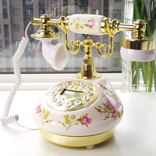 韩版陶瓷电话复古电话机美式话机家用来电显示多功能电话机信息