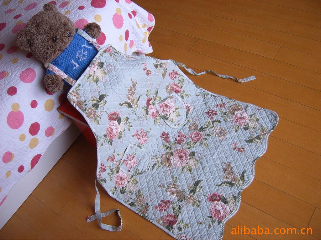 田园绗缝布艺夹棉加厚家居围裙、工作罩衣、围兜、店服信息