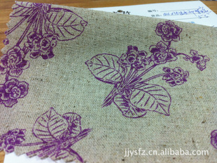 新款亚麻棉印花紫花枝花信息