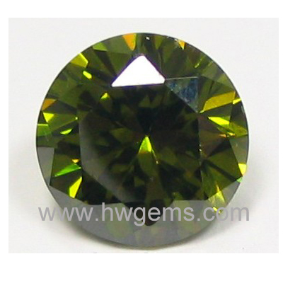 圆形锆石 橄榄绿宝石  合成宝石信息