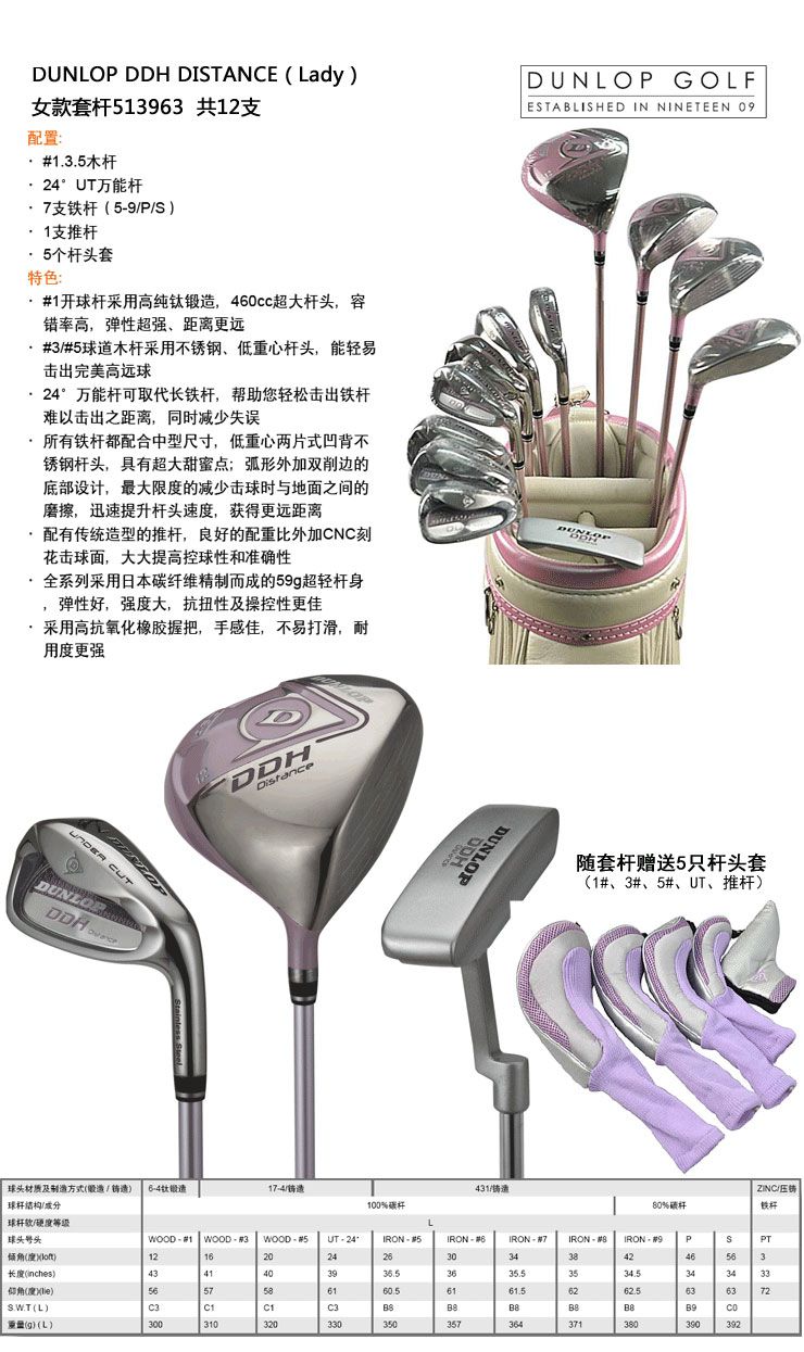 北京高尔夫用品专卖店dunlop经典女士套杆4980元信息