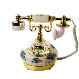 创意韩版陶瓷电话宜家风格简约彩绘话机酒店办公居家复古电话机信息