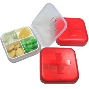 密封十字四格药盒随身携带小药盒信息
