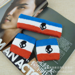 批发库存骷髅头护腕头带三件套刺绣毛巾头带运动护腕体育用品信息