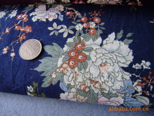 花布/牡丹花印花亚麻布/布料/面料/田园风格【可混批】信息
