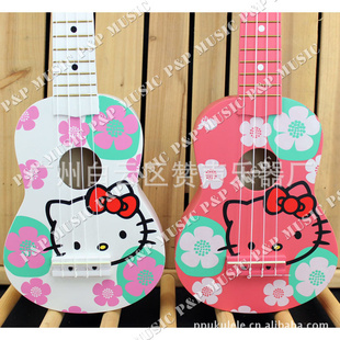 21寸夏威夷尤克里里UKULELEhellokitty白猫粉猫卡通S型小吉他信息